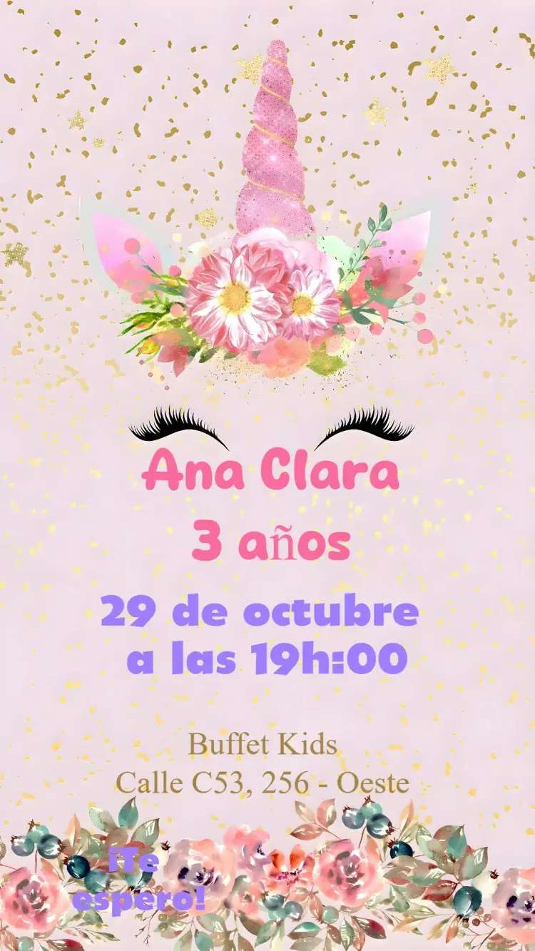 Invitación Unicornio Lujo