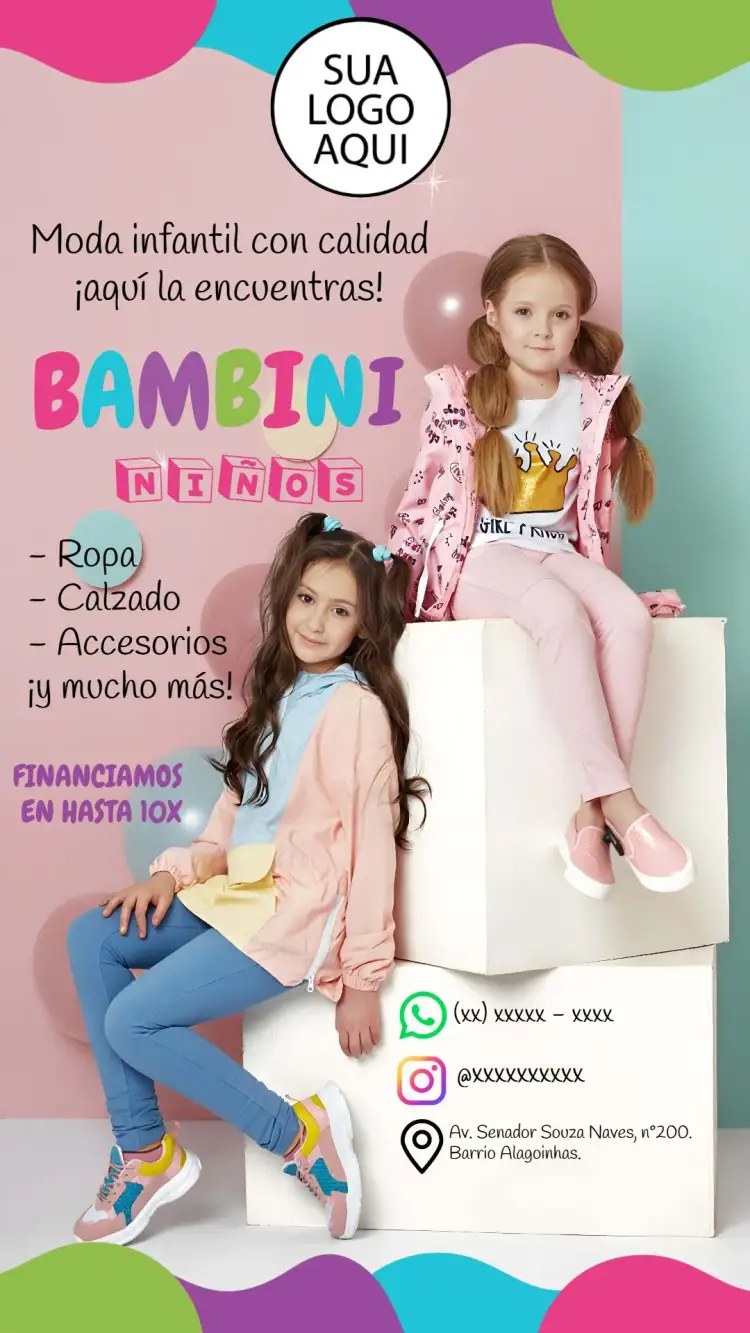 Invitación Tarjeta De Visita Tienda Infantil Ropa – tema Más buscados colorido, lúdico, moderno, divertido, infantil