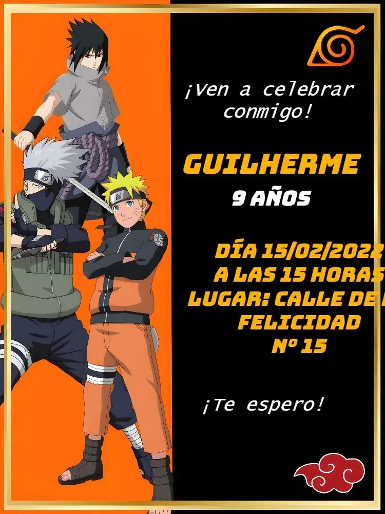 Invitación de Naruto Negro