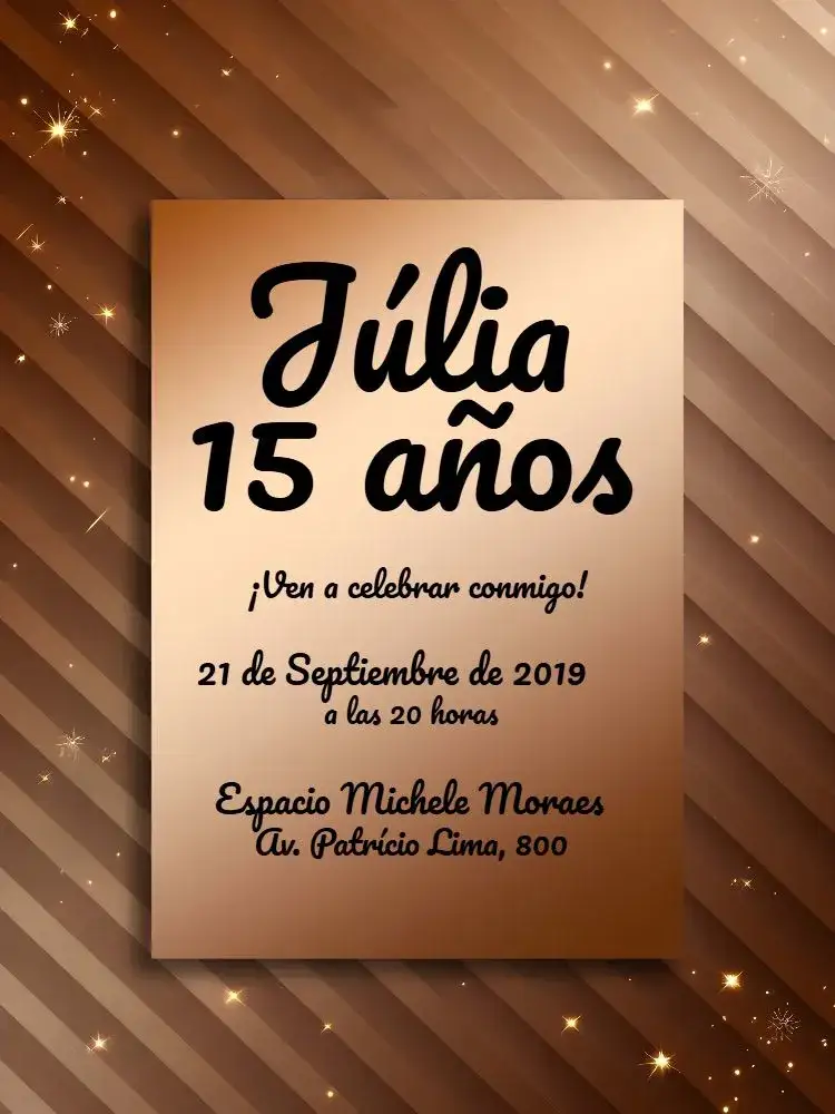 Invitación 15 Años Minimalista - Rosé Gold a Rayas Negro – tema 15 años minimalista, elegante, moderno, rosé gold, negro, a rayas