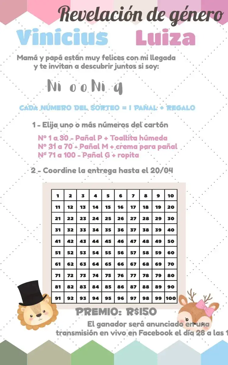 Invitación Chá de Revelación Safari Osita