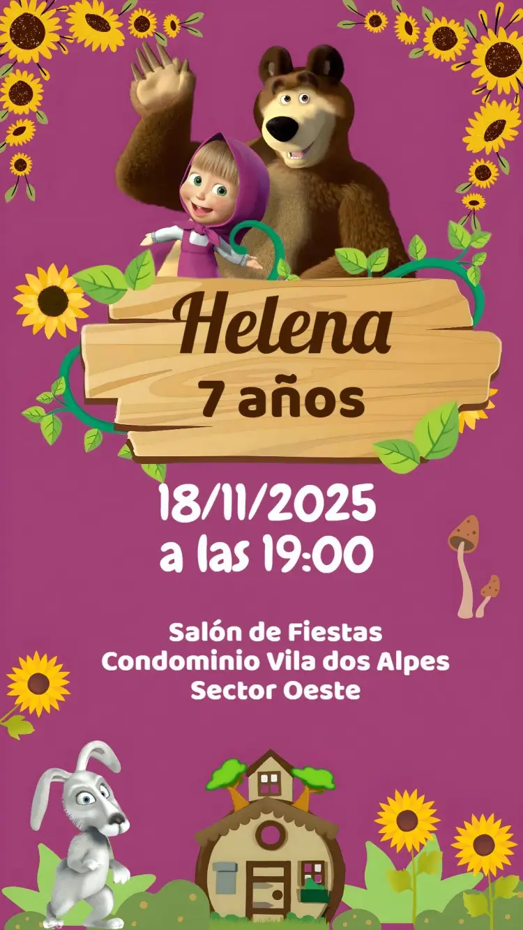 Invitación Masha y el Oso