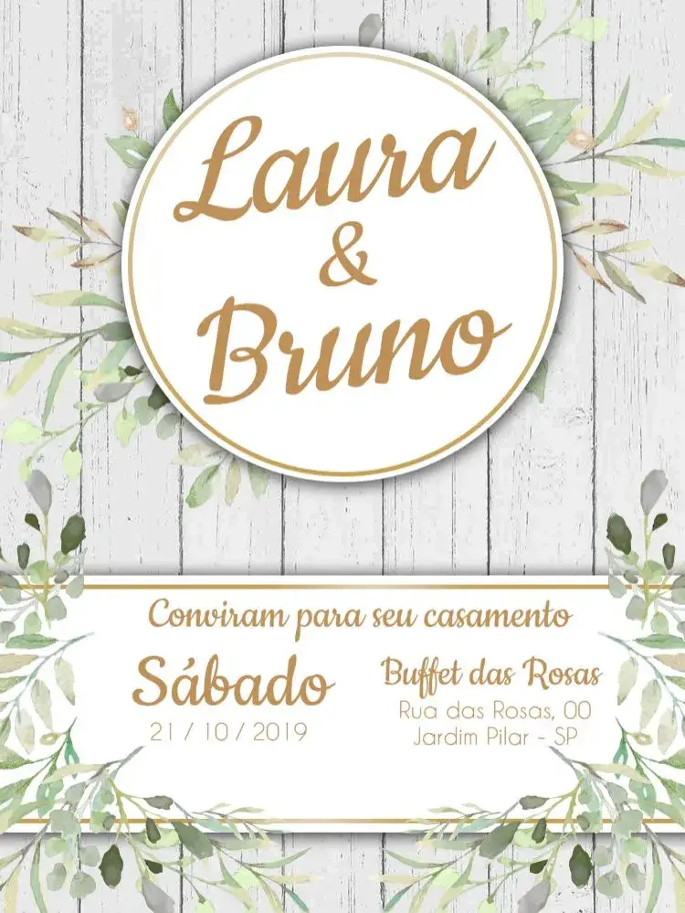 Invitación Boda Rústica Naturaleza Personalizada