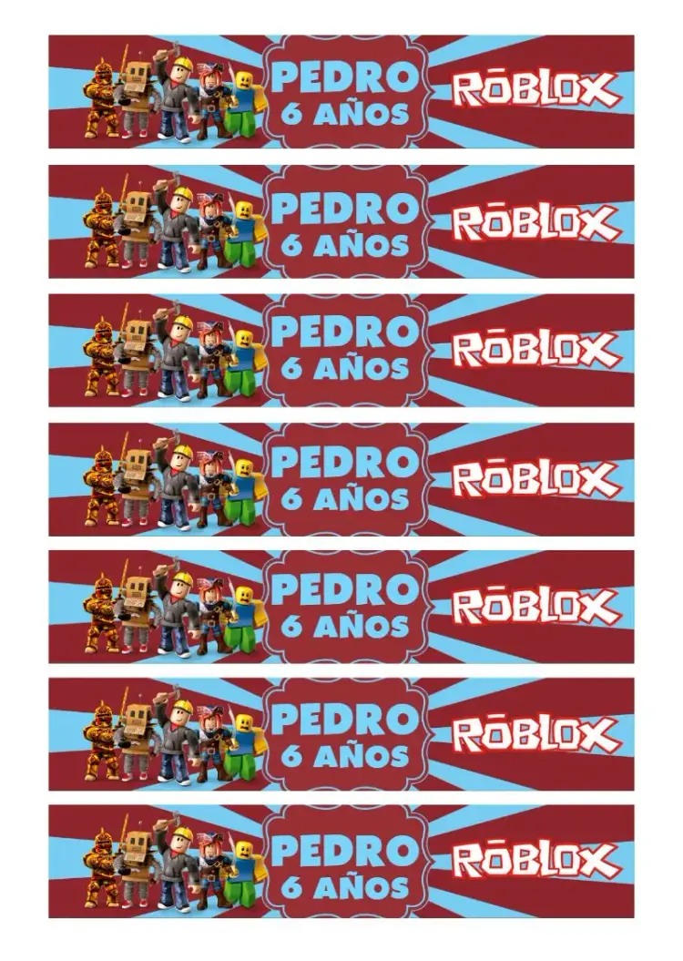 Invitación Etiqueta Para Botella 200ml Roblox Niño