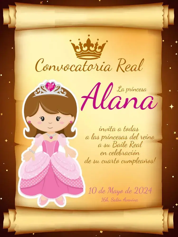Invitación Princesa Convocatoria Real Morado