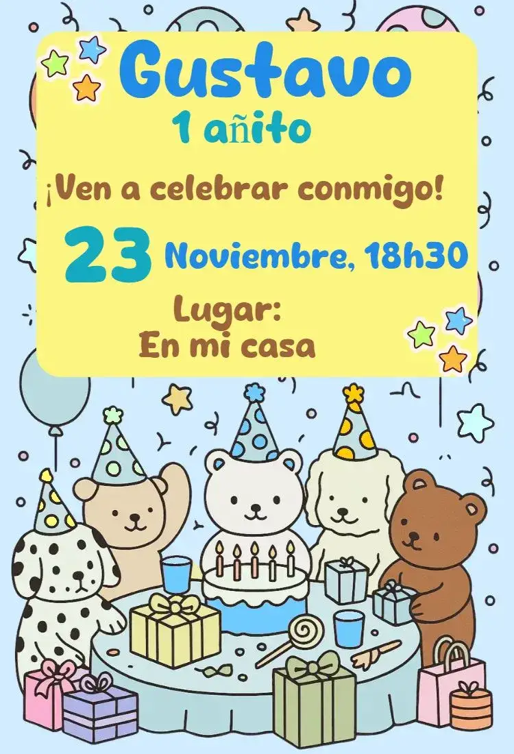 Invitación invitación digital bobbie goods – tema Cumpleaños kawaii, minimalista, moderno, vintage, aesthetic