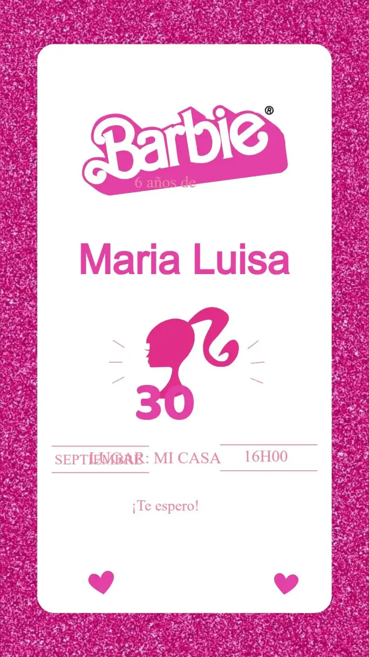 Invitación Cumpleaños Barbie