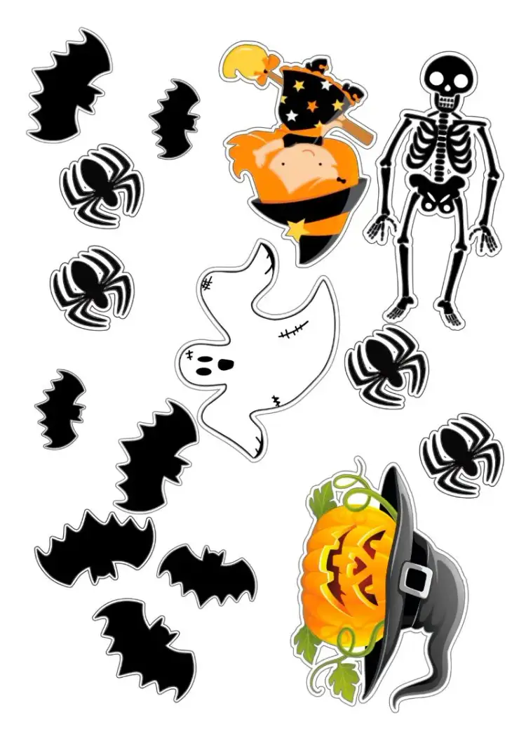 Invitación Topo De Bolo Halloween Das – tema Topper de torta tonos oscuros, estilo divertido, elementos gráficos de Halloween, diseño moderno, ilustraciones temáticas, ambiente festivo