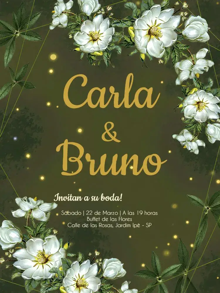 Invitación Boda Floral Dorado