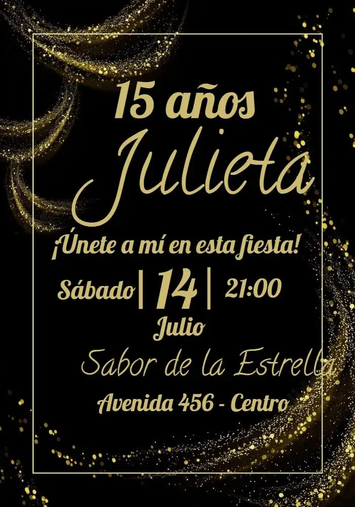 Invitación 15 Años Galaxia Dorada