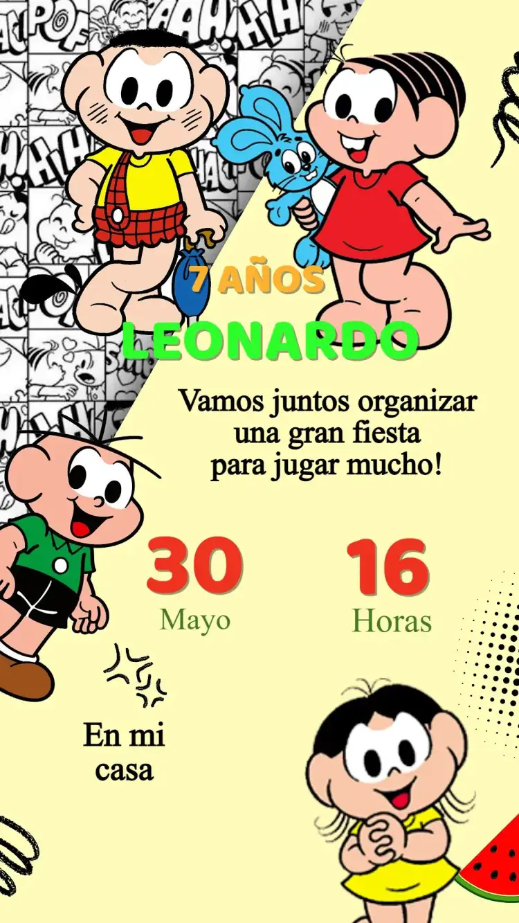 Invitación Cumpleaños Turma da Mônica