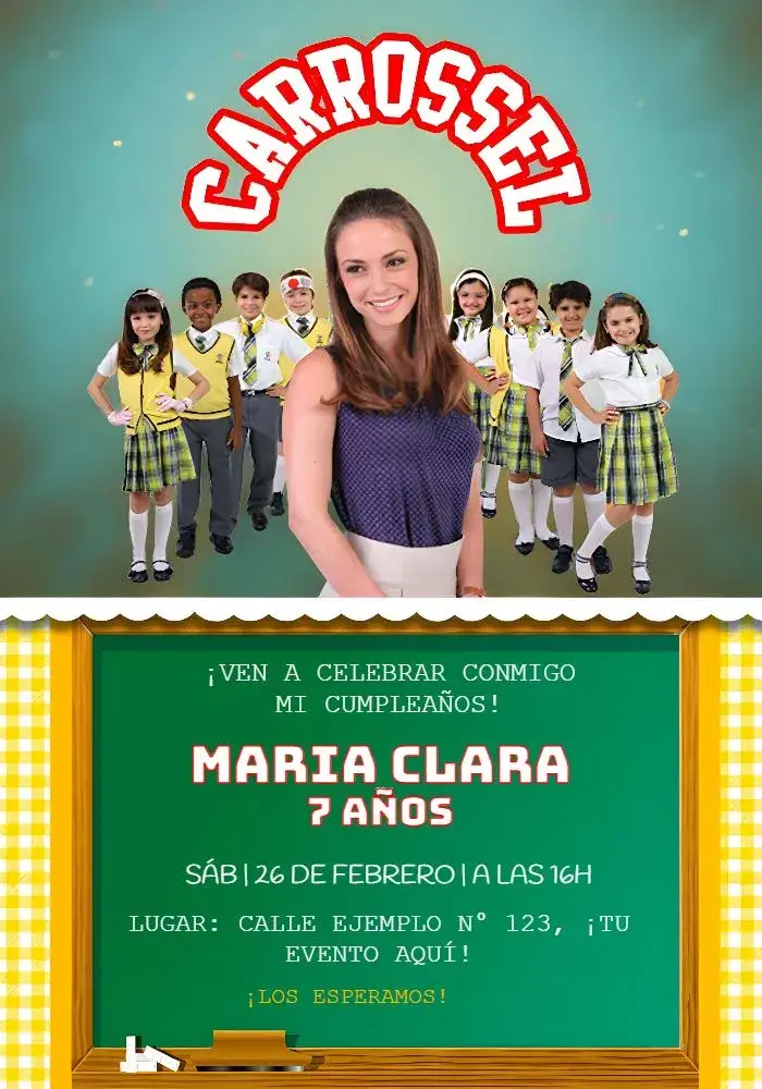 Invitación Novela Carrossel Infantil – tema Más buscados colorido, lúdico, divertido, infantil, moderno