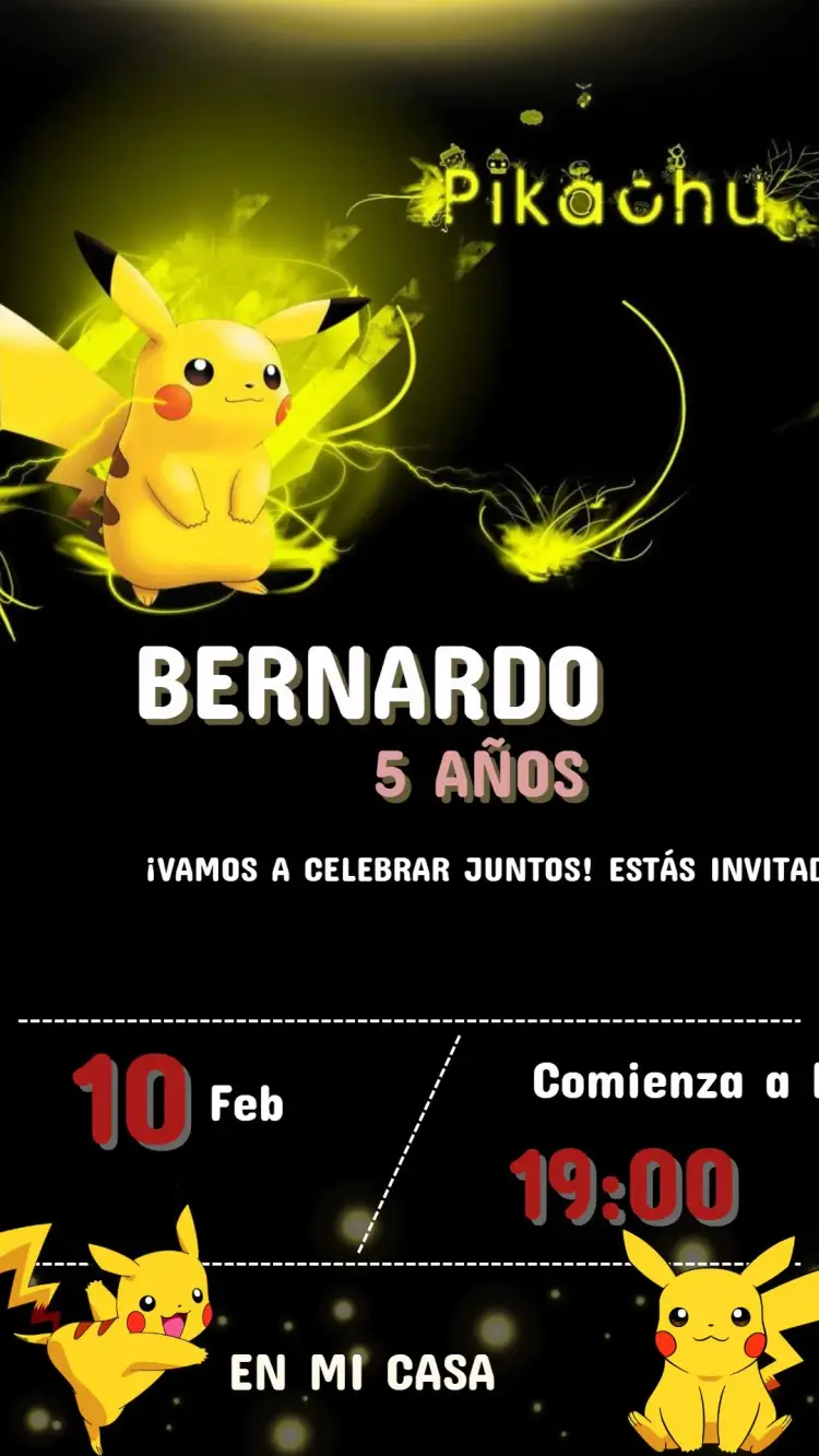 Invitación Cumpleaños Pikachu