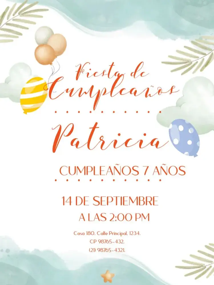 Invitación Nubes Y Globos Para Bajar Bandera