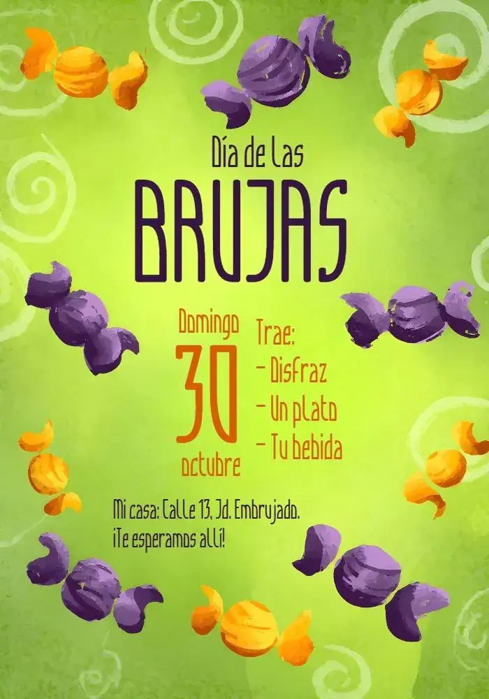 Invitación Fiesta De Halloween Colorido