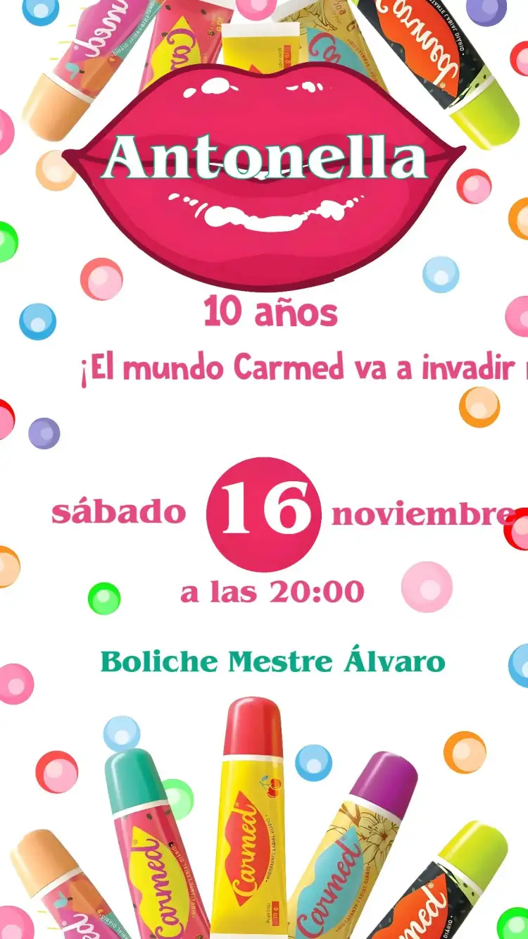 Invitación Camed – tema Cumpleaños moderno, vibrante, elegante, femenino, colorido