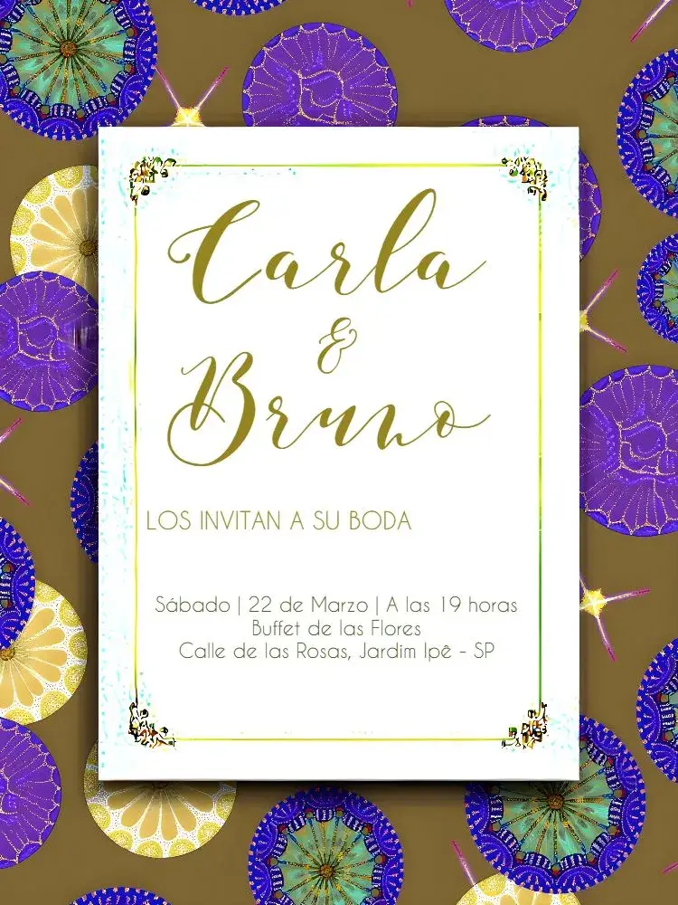 Invitación Boda Elegante en Dorado y Blanco
