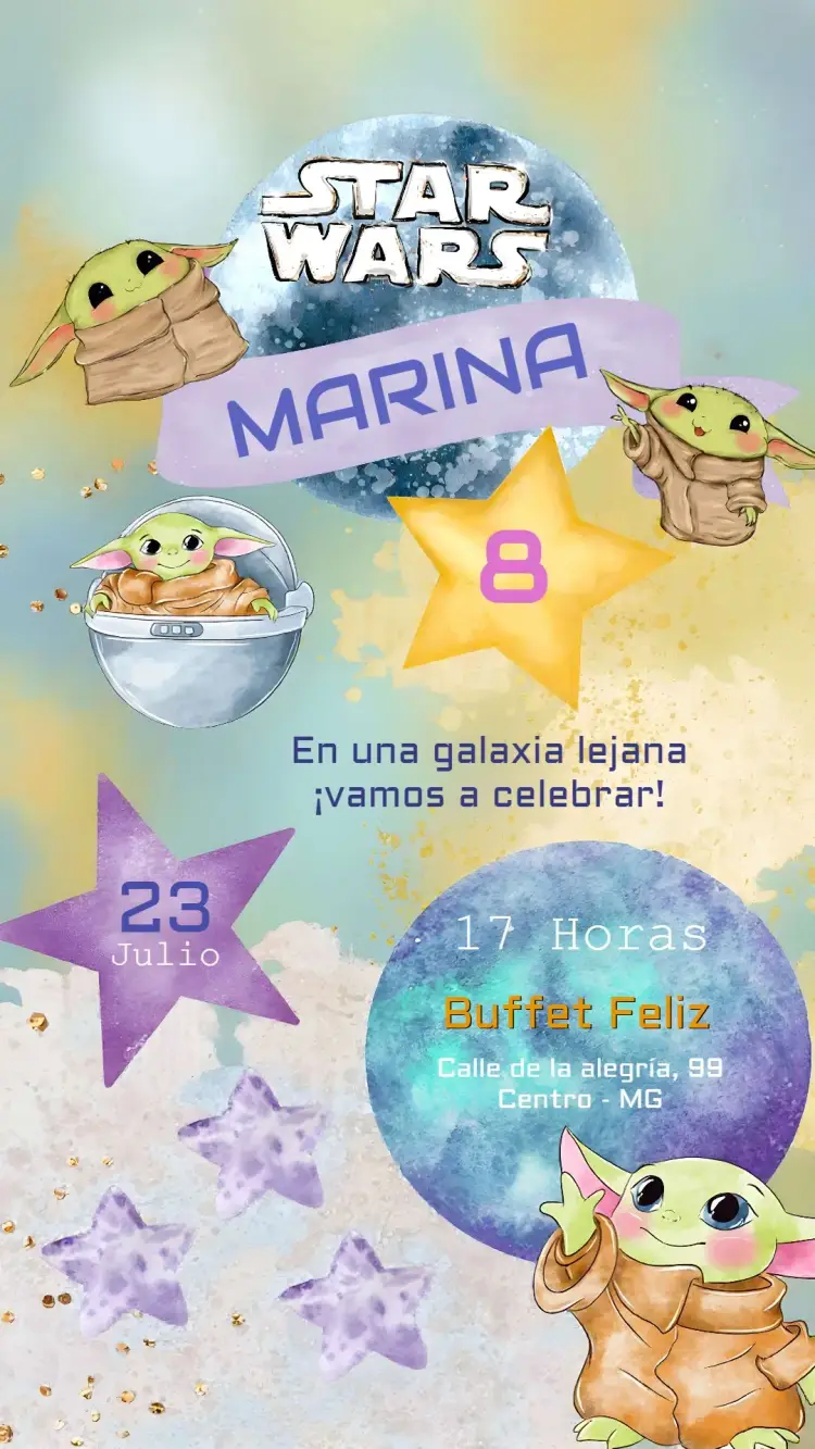 Invitación Baby Yoda Grugo