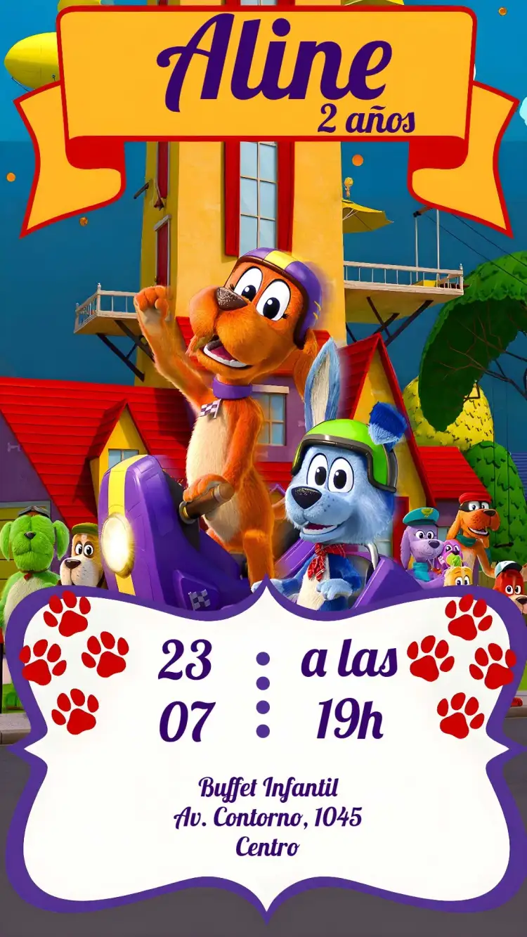 Invitación Vamos Perrito Personajes – tema Más buscados colorido, divertido, infantil, temático, lúdico