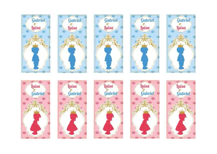 Etiqueta Revelación de Género Rosa y Azul Príncipe