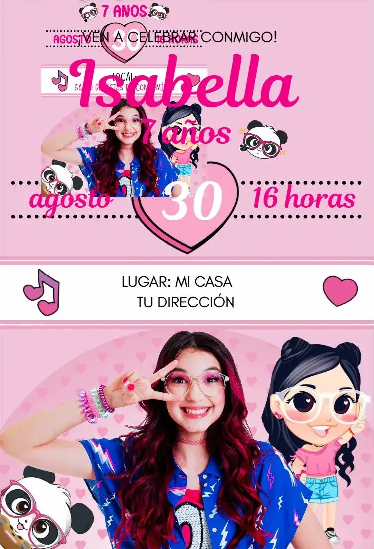 Invitación Luluca 1 – tema Cumpleaños colorido, divertido, juegos, moderno, infantil