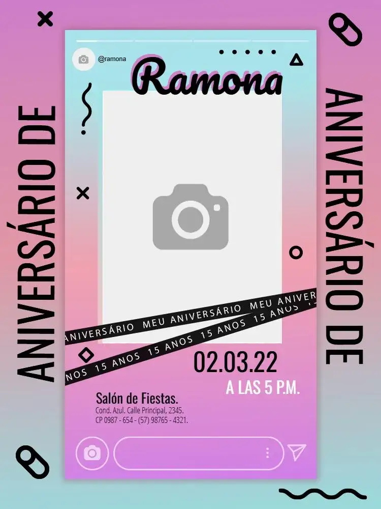 Invitación Fiesta De Rosa Colorido – tema Cumpleaños Infantil colorido, moderno, neón, divertido, infantil