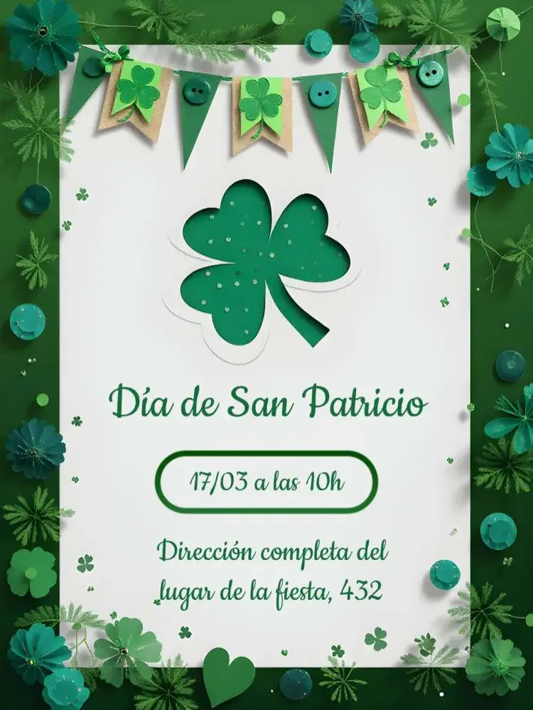 Invitación Día De San Patricio Saint – tema Fechas Conmemorativas verde, irlandés, festivo, vintage, colorido