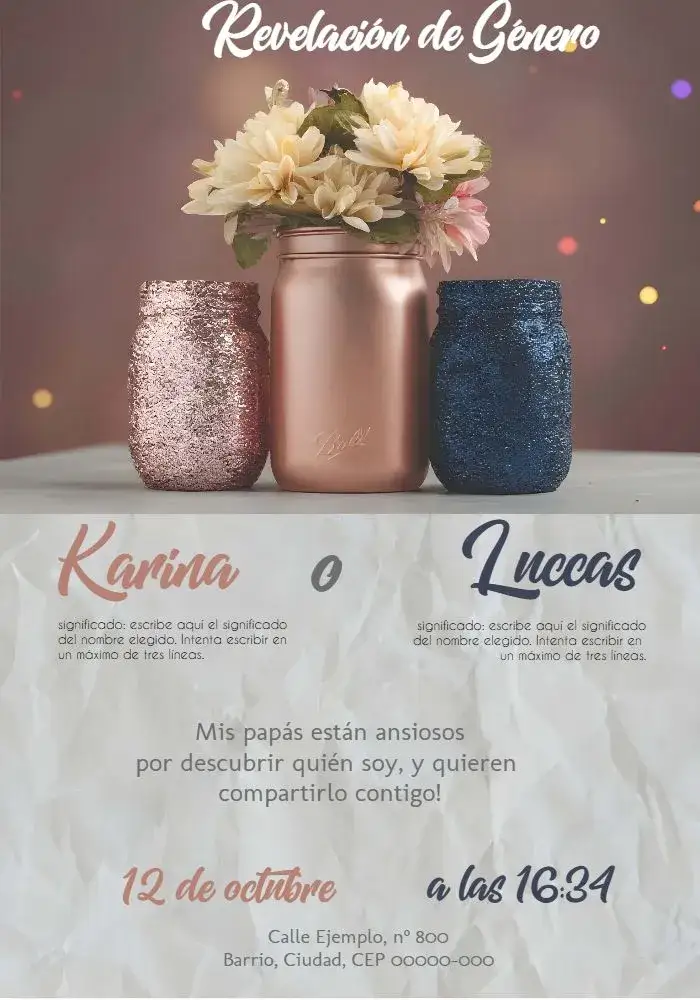 Invitación Baby Shower Revelación Niño o Niña Blanco – tema Revelación Bebé blanco, minimalista, moderno, neutro, elegante