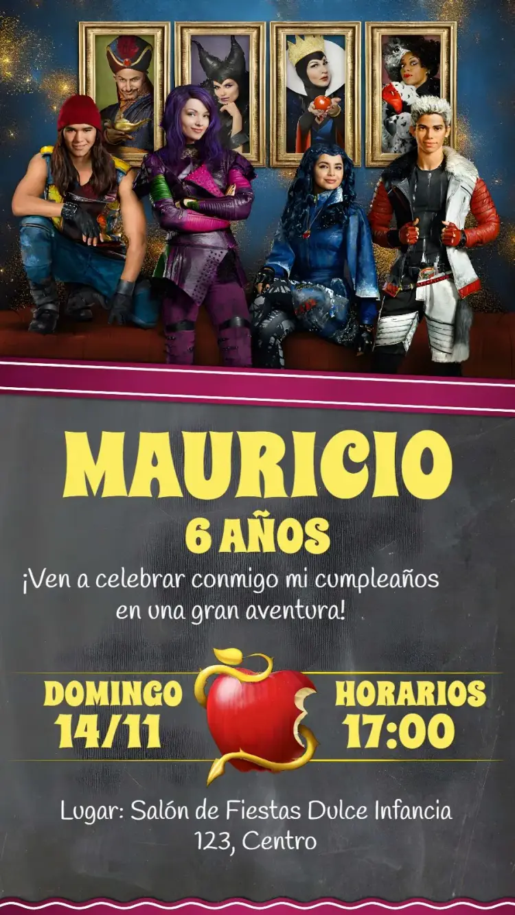 Invitación Película Descendientes Adolescente