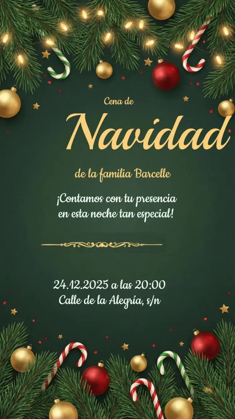 Invitación Invitación fiesta de Navidad – tema Fechas Conmemorativas rojo y verde, dorado, minimalista, vintage, moderno, divertido