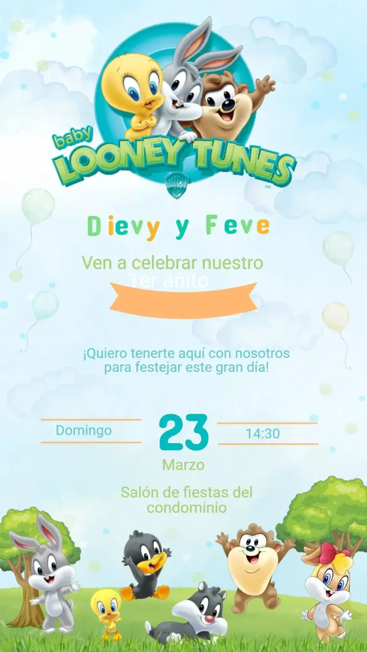 Invitación Cumpleaños BABY LOONEY TUNES