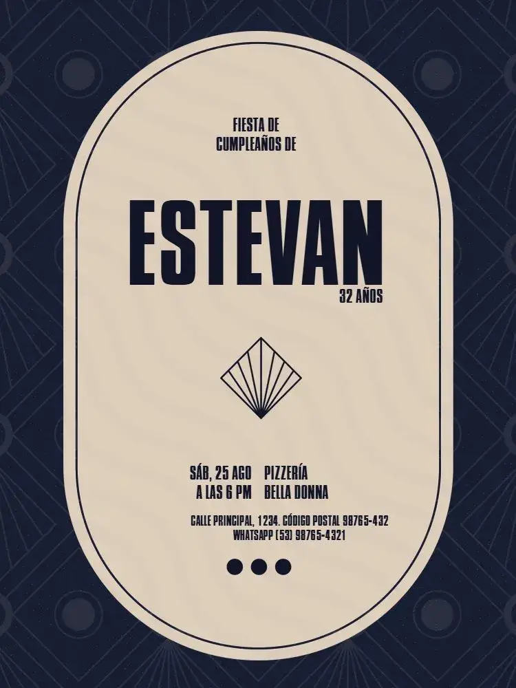 Invitación Hombre Adulto Elegante Azul