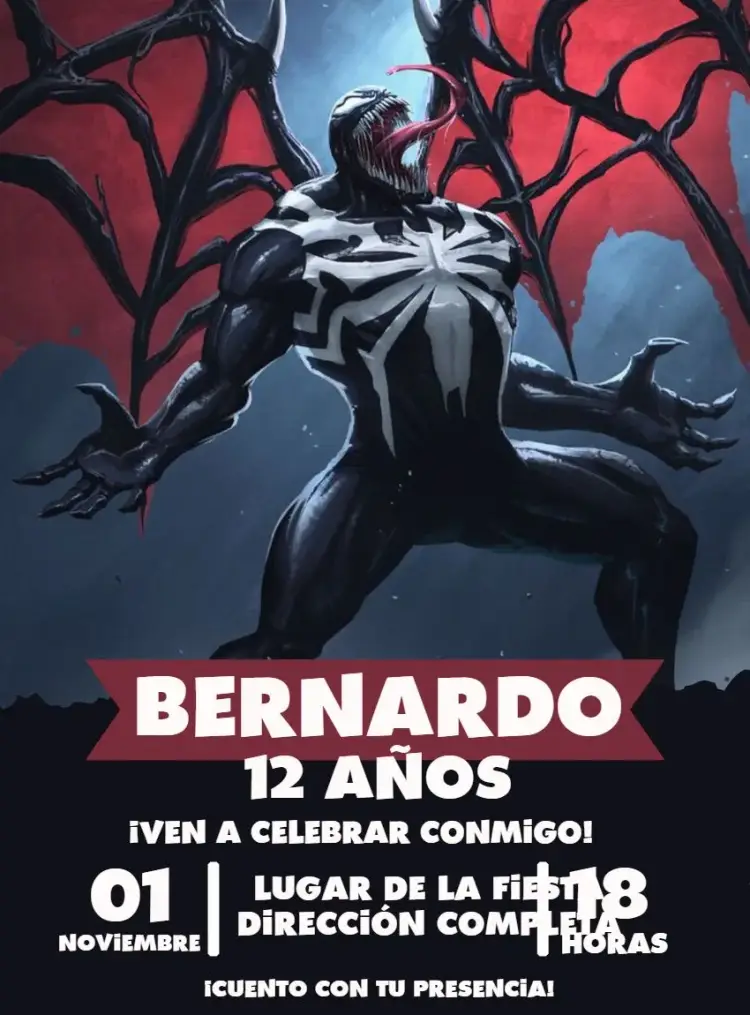 Invitación Venom Niño