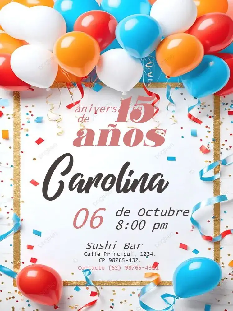 Invitación Debutante Para Editar Sol – tema 15 años oro rosa, místico, divertido, astral, globos, moderno