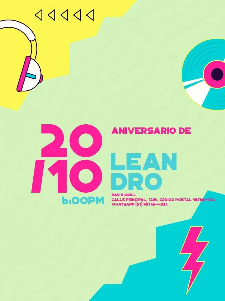 Invitación Masculino Colorido Claro