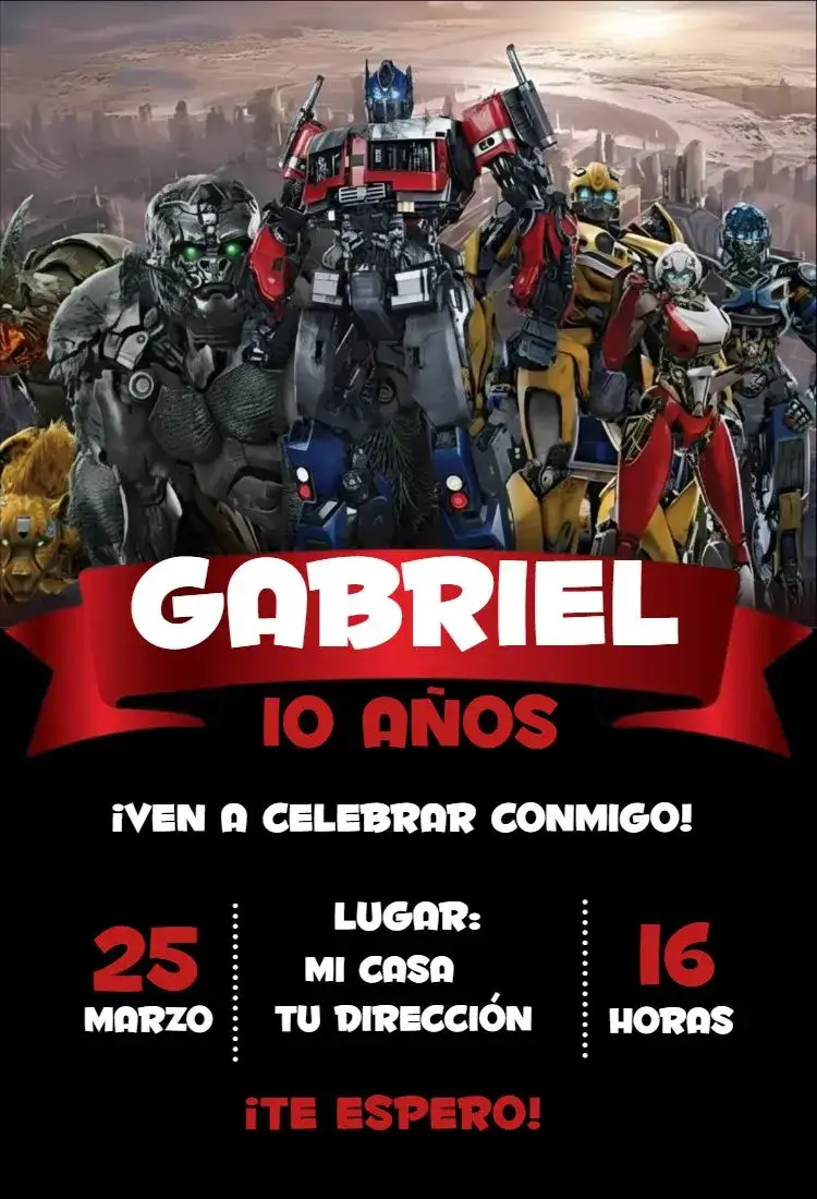 Invitación Transformers 2