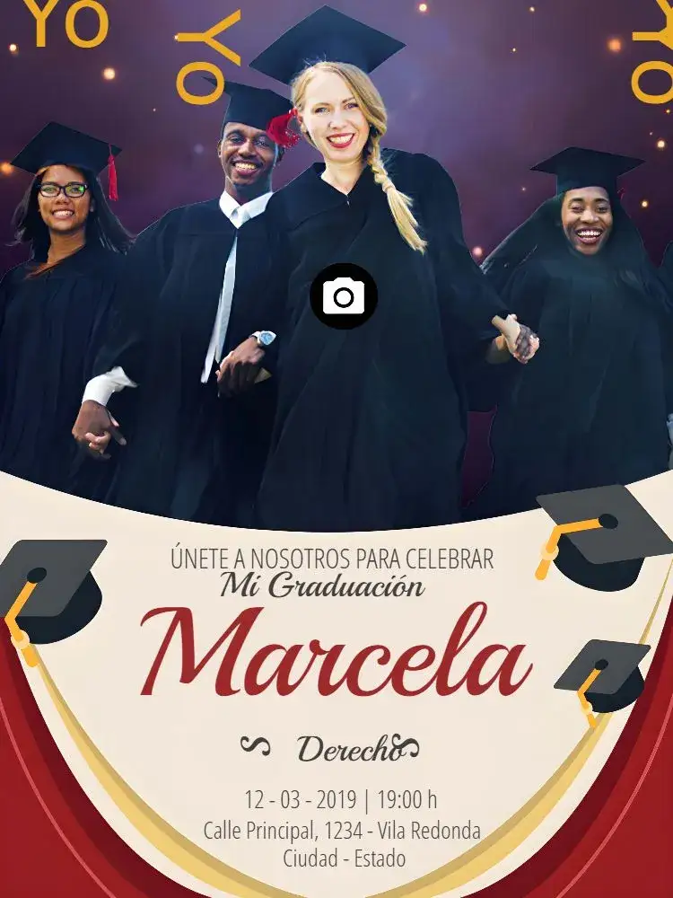 Invitación Graduación Con Foto – tema Graduación moderno, elegante, minimalista, colorido, jovem