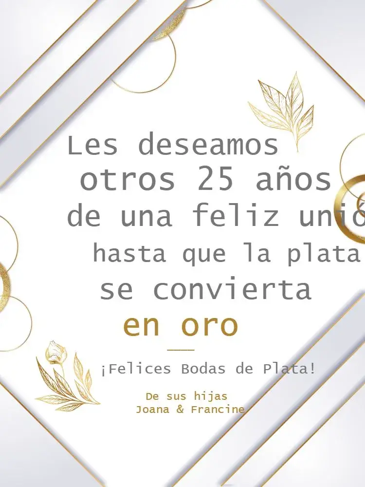 Invitación Tarjeta De Celebración Bodas de Plata Elegante editable y personalizable