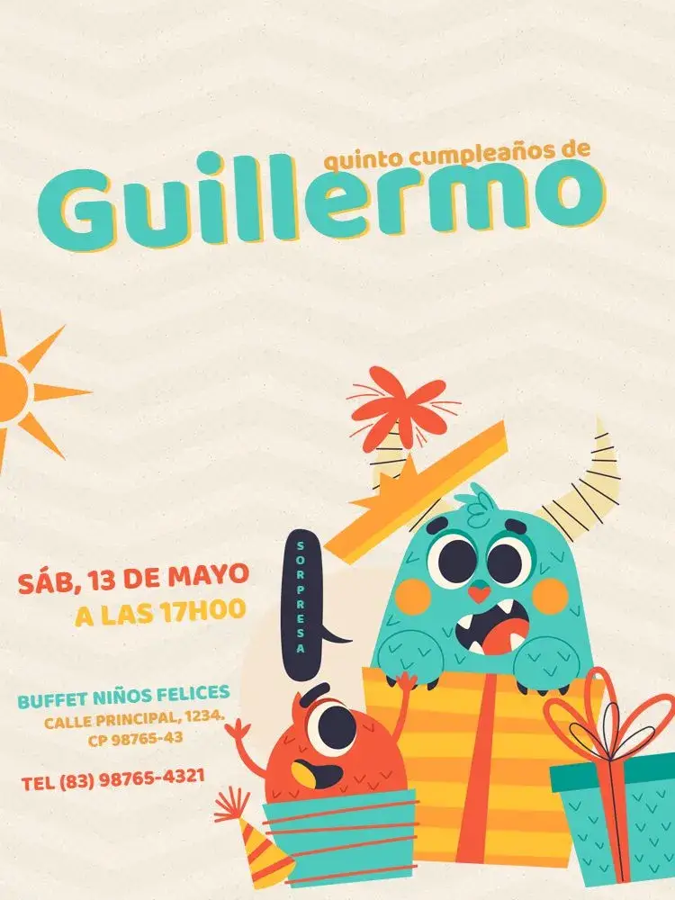 Invitación Infantil Monstruo Verde