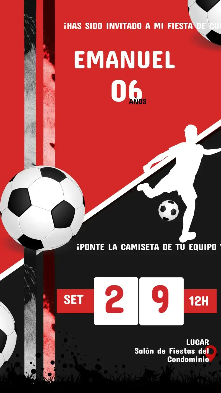 Invitación Cumpleaños Infantil FÚTBOL