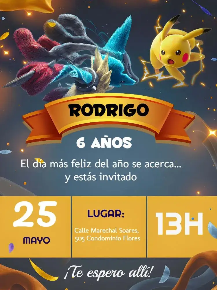 Invitación Pokémon Pokemon