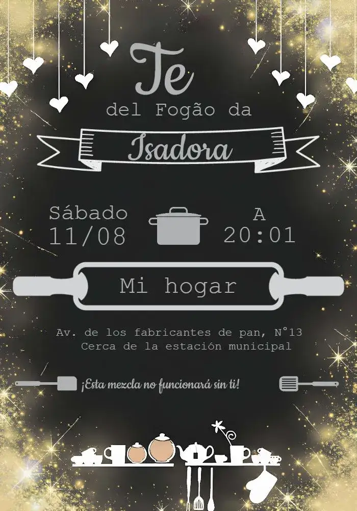 Invitación Despedida de soltera Pizarra Cubiertos Tiza – tema Despedida de Soltera pizarra, minimalista, moderno, cocina, elegante