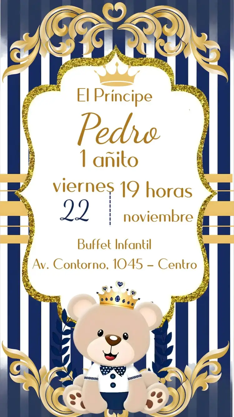 Invitación Oso Príncipe