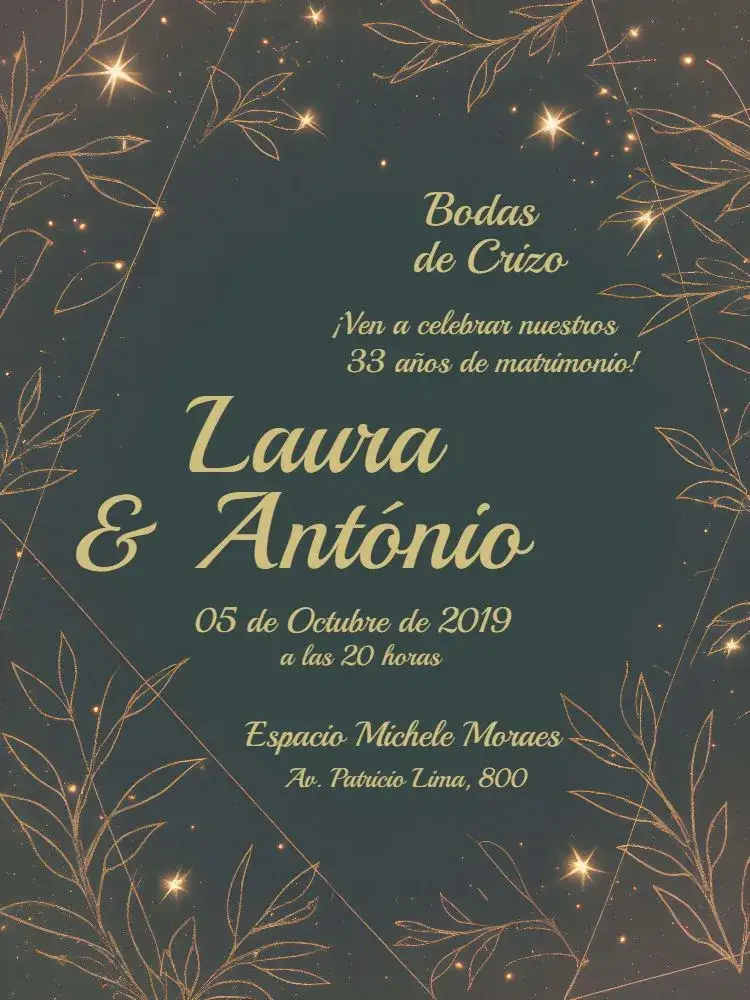 Invitación Bodas De Crizo Fiesta – tema Despedida de Soltera elegante verde, sofisticado dourado, moderno, minimalista, chique, romántico