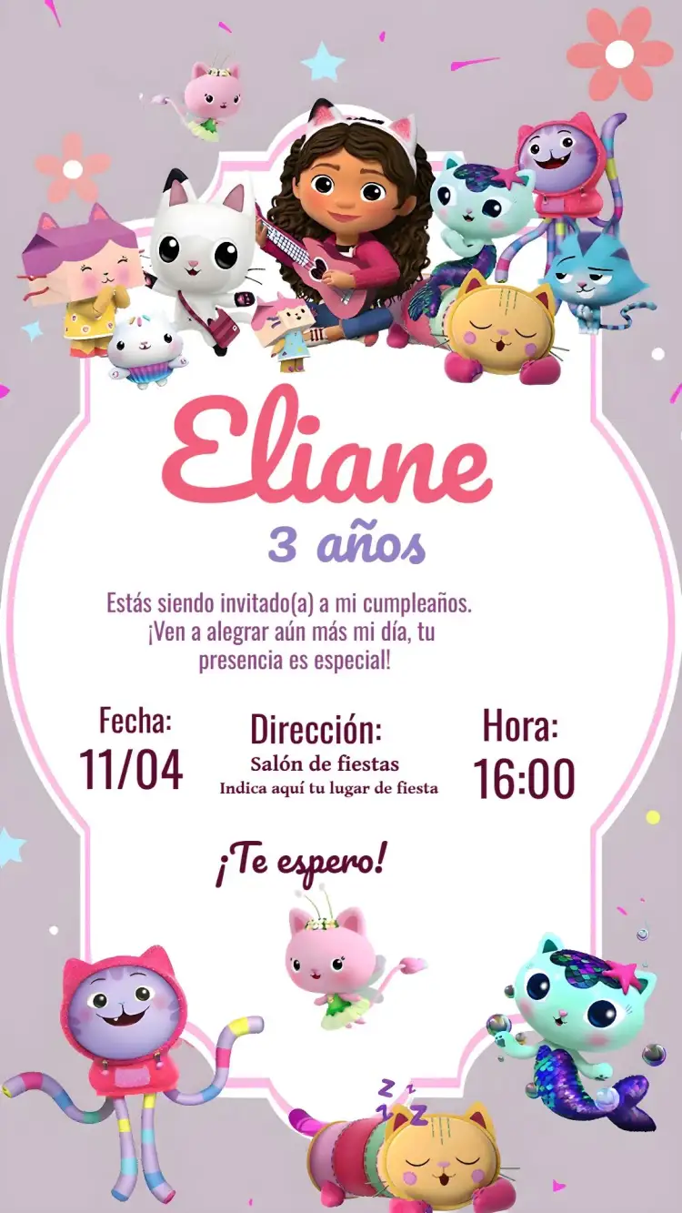 Invitación La Casa Mágica De Gabby Dibujo – tema Más buscados colorido, mágico, infantil, divertido, fantasía