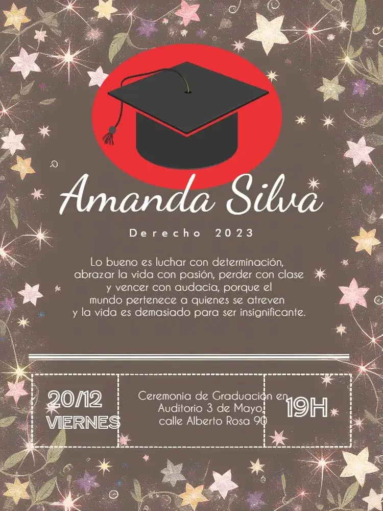 Invitación Graduación en Derecho Abogado – tema Graduación graduación, académico, estrellas