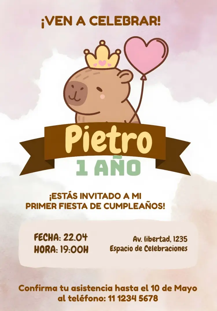 Invitación Capibara Marrón