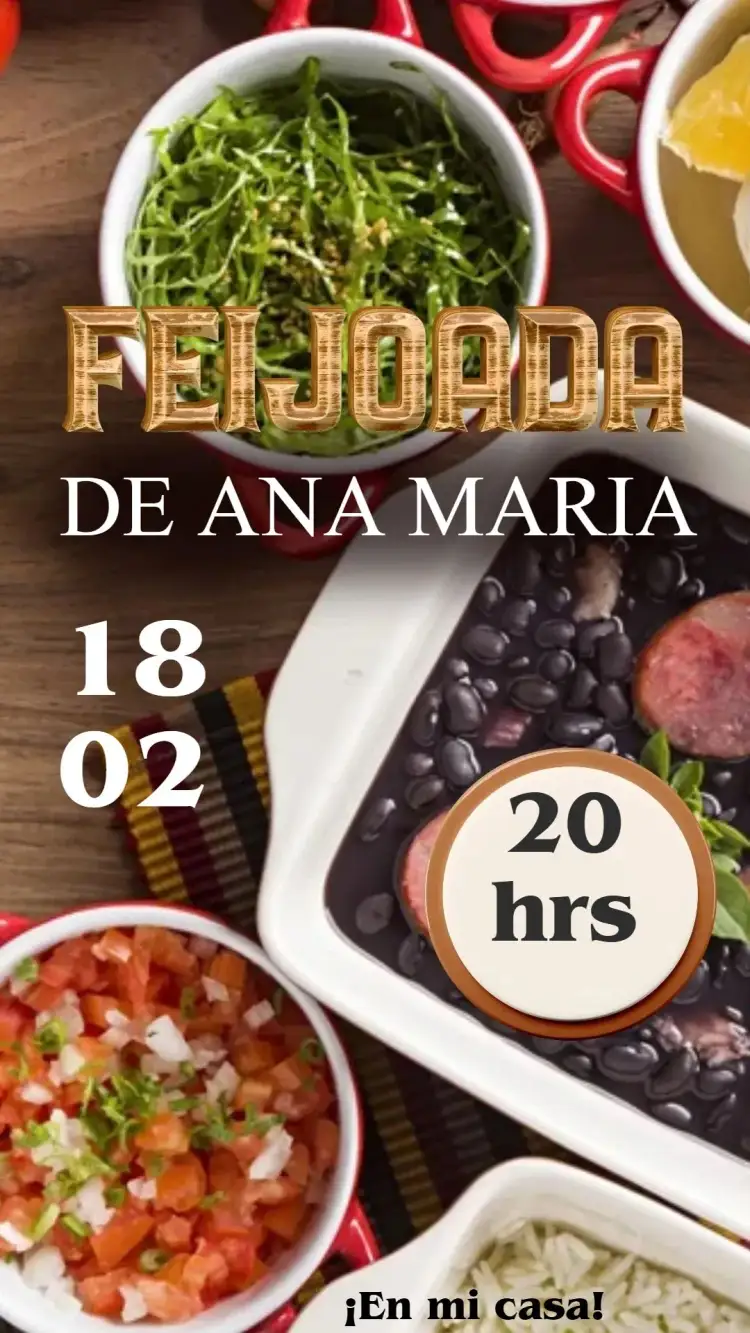 Invitación Feijoada – tema Cumpleaños colorido, tropical, vintage, brasileño, rústico
