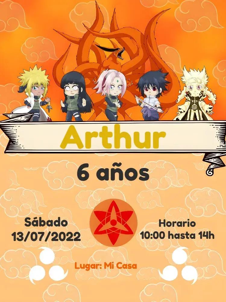 Invitación Naruto Naranja