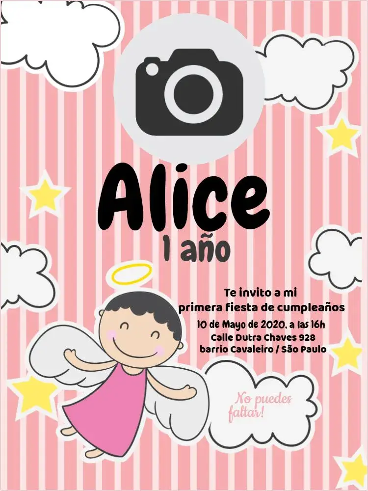 Invitación Angelito Niña Celebración